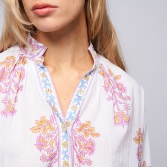 Alix of Bohemia boho Kiki Pastis button down embroidered shirt blouse - Small - Picture 7 of 8